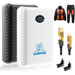 حزمة بطارية لسترة ساخنة، بنك طاقة 7.4 فولت/5 فولت 10000 مللي أمبير في الساعة لسترة ساخنة مع مخرج DC/USB/Type-C وشاشة LED لتدفئة الملابس والهواتف in Kuwait