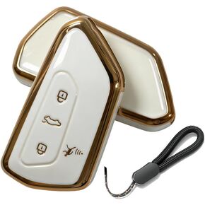 Key Fob Cover Compatible with VW ID.4 2022-2025, Atlas 2024 2025,Golf GTI 2022-2024, Teramont Cross Sport 2025 Protector Silicone with Little Lanyard 5 Buttons 2pcs Black in Saudi Arabia