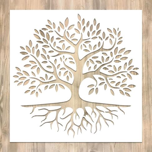 Tree Stencil Template - Reusable Big Family Tree Stencils for Painting on Wood, Glass, Wall Rock, Walls, Canvas, Glassware, Spray Painting, Airbrushing, Crafts (12x12) in Saudi Arabia