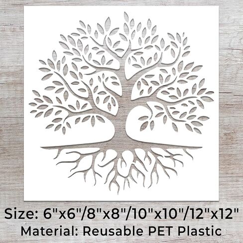 Tree Stencil Template - Reusable Big Family Tree Stencils for Painting on Wood, Glass, Wall Rock, Walls, Canvas, Glassware, Spray Painting, Airbrushing, Crafts (12x12) in Saudi Arabia