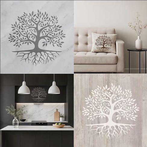 Tree Stencil Template - Reusable Big Family Tree Stencils for Painting on Wood, Glass, Wall Rock, Walls, Canvas, Glassware, Spray Painting, Airbrushing, Crafts (12x12) in Saudi Arabia