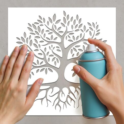 Tree Stencil Template - Reusable Big Family Tree Stencils for Painting on Wood, Glass, Wall Rock, Walls, Canvas, Glassware, Spray Painting, Airbrushing, Crafts (12x12) in Saudi Arabia