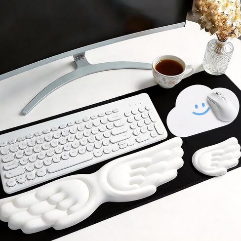 3PCS Angel Wings Keyboard Wrist Rest,Mouse Hand Support,Cloud Mouse Pad Set in Kuwait