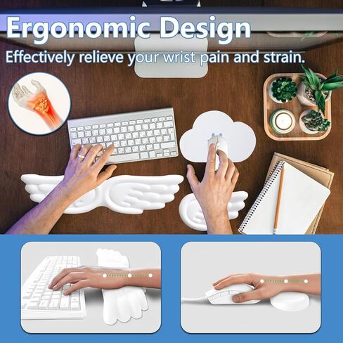 3PCS Angel Wings Keyboard Wrist Rest,Mouse Hand Support,Cloud Mouse Pad Set in Kuwait