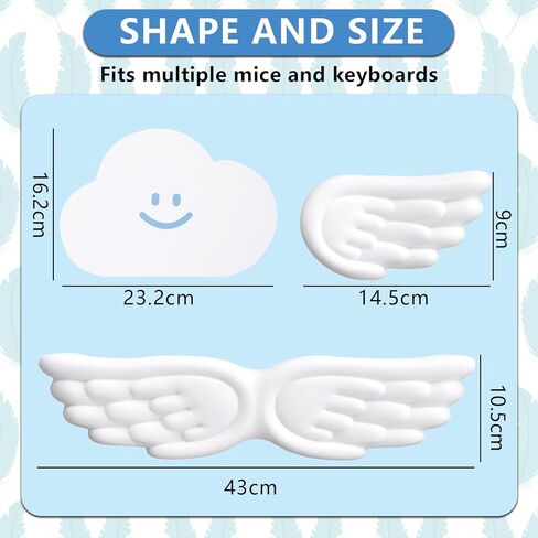 3PCS Angel Wings Keyboard Wrist Rest,Mouse Hand Support,Cloud Mouse Pad Set in Kuwait