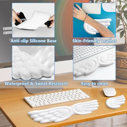 3PCS Angel Wings Keyboard Wrist Rest,Mouse Hand Support,Cloud Mouse Pad Set in Kuwait
