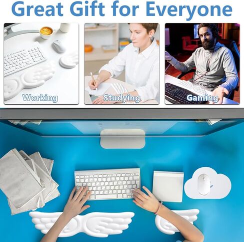 3PCS Angel Wings Keyboard Wrist Rest,Mouse Hand Support,Cloud Mouse Pad Set in Kuwait