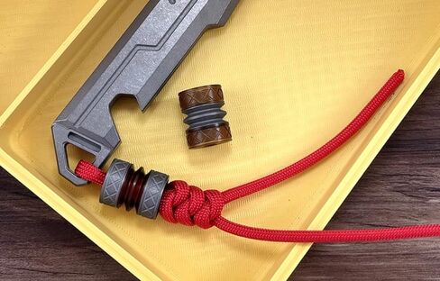 التيتانيوم بي الأصفر الحبل الخرز Paracord الحبل سحر قلادة سستة مجتذب جولة رجل EDC الملحقات in Kuwait