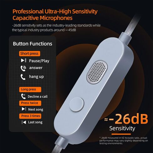 KZ-M2 Dual Mic Silver-Plated Type-C Earphone Upgrade Cable with Professional-Grade Dual Microphone Array for KZ C Pin Series in-Ear Headphones (USB-C) in Saudi Arabia