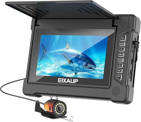 كاميرا صيد تحت الماء، شاشة 7 بوصة HD IPS 1200TVL IP68 كاميرا مقاومة للماء مع 6 قطع من مصابيح LED + 6 قطع من مصابيح الأشعة تحت الحمراء تحت الحمراء، زاوية واسعة 165 درجة لصيد الأسماك على الجليد والقوارب والبحيرات (50 قدمًا/15 مترًا) in Kuwait