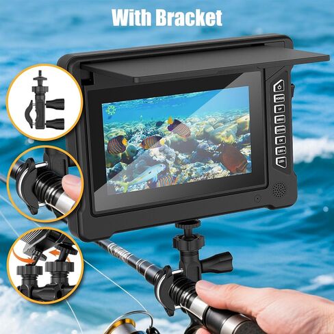 كاميرا صيد تحت الماء، شاشة 7 بوصة HD IPS 1200TVL IP68 كاميرا مقاومة للماء مع 6 قطع من مصابيح LED + 6 قطع من مصابيح الأشعة تحت الحمراء تحت الحمراء، زاوية واسعة 165 درجة لصيد الأسماك على الجليد والقوارب والبحيرات (50 قدمًا/15 مترًا) in Kuwait