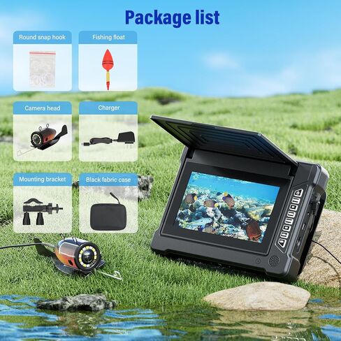 كاميرا صيد تحت الماء، شاشة 7 بوصة HD IPS 1200TVL IP68 كاميرا مقاومة للماء مع 6 قطع من مصابيح LED + 6 قطع من مصابيح الأشعة تحت الحمراء تحت الحمراء، زاوية واسعة 165 درجة لصيد الأسماك على الجليد والقوارب والبحيرات (50 قدمًا/15 مترًا) in Kuwait