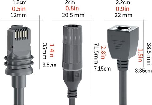 2 قطعة كابل إيثرنت للطبق وجهاز التوجيه RJ45 محول 1200 ميجابت في الثانية نقل البيانات IP68 مقاوم للماء مناسب للقمر الصناعي Starlink Gen3 in Kuwait