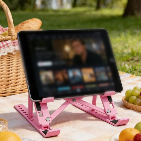 حامل كمبيوتر محمول قابل للطي - حامل كمبيوتر محمول قياسي قابل للتعديل بـ 7 مستويات - مادة ABS، مثالي لأجهزة الكمبيوتر والأجهزة اللوحية، مثالي للاستخدام في المنزل والمكتب in Saudi Arabia