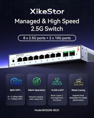 محول إيثرنت مُدار عبر الويب بـ 10 منافذ 2.5 جيجا بايت، يدعم LACP/VLAN/QoS/STP/IGMP، محول شبكة 2.5 جيجابت، محول بدون مروحة 2.5 جيجا بايت، غطاء معدني، سطح المكتب/التثبيت على الحائط in Saudi Arabia