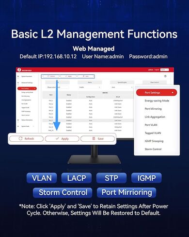 محول إيثرنت مُدار عبر الويب بـ 10 منافذ 2.5 جيجا بايت، يدعم LACP/VLAN/QoS/STP/IGMP، محول شبكة 2.5 جيجابت، محول بدون مروحة 2.5 جيجا بايت، غطاء معدني، سطح المكتب/التثبيت على الحائط in Saudi Arabia