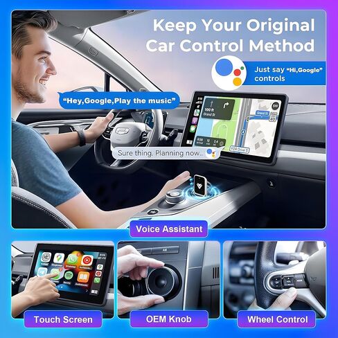 محول تلقائي Android iOS 2in1، محول carplay لاسلكي، بدون تأخير وتحكم ثابت، حجم صغير، USB وUSB-C/Type-C التوصيل والتشغيل اللاسلكي للسيارات 2016+ Android 11 وما فوق (فضي) in Saudi Arabia