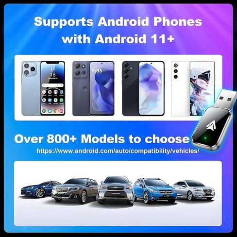 محول تلقائي Android iOS 2in1، محول carplay لاسلكي، بدون تأخير وتحكم ثابت، حجم صغير، USB وUSB-C/Type-C التوصيل والتشغيل اللاسلكي للسيارات 2016+ Android 11 وما فوق (فضي) in Saudi Arabia