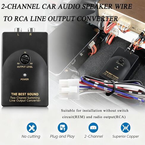 سلك مكبر صوت للسيارة من FUSIONWIS إلى محول إخراج خط RCA، محول كابل ستيريو RCA ثنائي القناة PH-2 عالي إلى منخفض لإضافة مضخم صوت in Kuwait