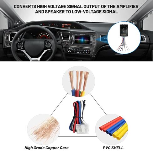 سلك مكبر صوت للسيارة من FUSIONWIS إلى محول إخراج خط RCA، محول كابل ستيريو RCA ثنائي القناة PH-2 عالي إلى منخفض لإضافة مضخم صوت in Kuwait