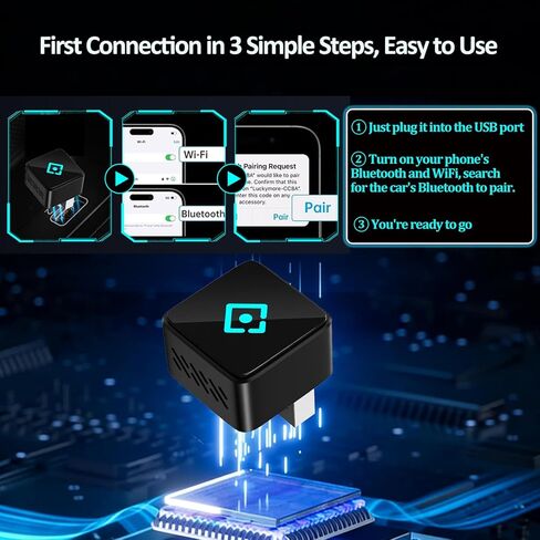 محول CarPlay، توصيل وتشغيل واجهة USB، يربط الهاتف وشاشة السيارة من خلال WiFi وBluetooth، مناسب لأنظمة Apple وAndroid in Kuwait