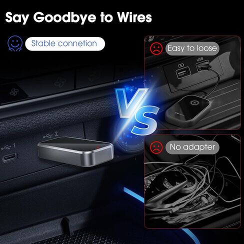 محول CarPlay اللاسلكي 2025 تمت ترقيته، التوصيل والتشغيل، بدون زمن الوصول، يحول سلك المصنع إلى لاسلكي، متوافق مع iPhone (iOS 10 وما فوق) للسيارات 2016+ - أسود in Kuwait