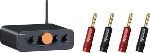 Fosi Audio 2 Pairs/4 PCS Gold Plated Speaker Banana Plugs and Fosi Audio HT4S Bluetooth Amplifier for Outdoor Speakers, 4 Channel Power Amp, Supports AUX/Optical Input with Remote Control in Saudi Arabia
