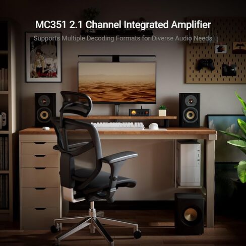 Fosi Audio MC351 2.1 قناة مكبر صوت متكامل مع DAC وهوائي بلوتوث واي فاي SMA ذكر PC 2.4 جيجا هرتز 6dBi تعزيز نطاق واحد لمكبرات الصوت السلبية HiFi in Kuwait