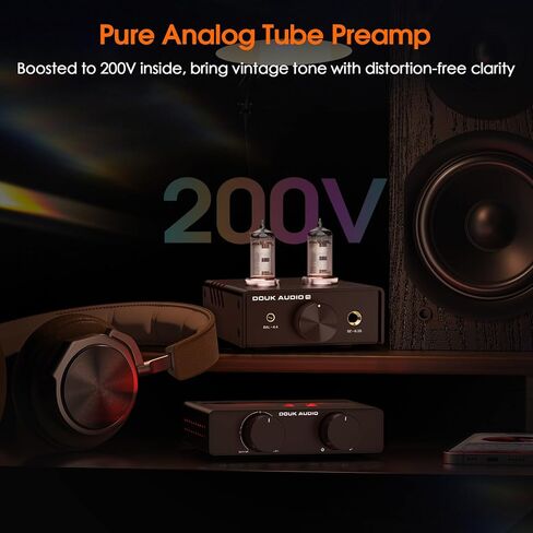 مضخم سماعة الرأس Douk Audio P5 Mini Tube: 4.4 مم متوازن و6.35 مم مخرج Preamp لاستوديو سطح المكتب Hi-Fi، تصميم ثنائي أحادي، أنبوب Op-Amp، كسب قابل للتعديل 16-600Ω in Saudi Arabia