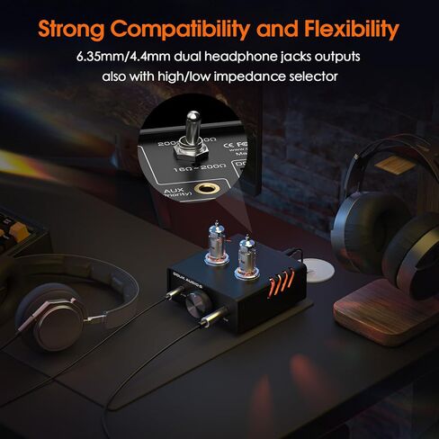 مضخم سماعة الرأس Douk Audio P5 Mini Tube: 4.4 مم متوازن و6.35 مم مخرج Preamp لاستوديو سطح المكتب Hi-Fi، تصميم ثنائي أحادي، أنبوب Op-Amp، كسب قابل للتعديل 16-600Ω in Saudi Arabia
