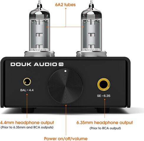مضخم سماعة الرأس Douk Audio P5 Mini Tube: 4.4 مم متوازن و6.35 مم مخرج Preamp لاستوديو سطح المكتب Hi-Fi، تصميم ثنائي أحادي، أنبوب Op-Amp، كسب قابل للتعديل 16-600Ω in Saudi Arabia