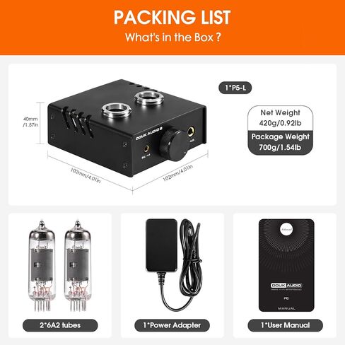 مضخم سماعة الرأس Douk Audio P5 Mini Tube: 4.4 مم متوازن و6.35 مم مخرج Preamp لاستوديو سطح المكتب Hi-Fi، تصميم ثنائي أحادي، أنبوب Op-Amp، كسب قابل للتعديل 16-600Ω in Saudi Arabia