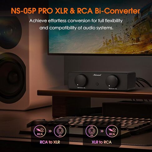 Nobsound HiFi XLR RCA Converter: Bi-Directional Balanced Audio Adapter with Independent Volume Control USB-C Powered for Home Studio, Amplifier, Preamplifier, Active Speaker (NS-05P PRO) in Saudi Arabia