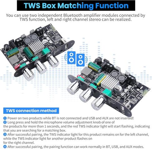ZK-1001U Mono Bluetooth Amplifier Board, 100W Peak Power, TWS Stereo, 9-24V Input, USB/AUX/Bluetooth Input for DIY Wireless Speakers Projects,Boost Circuit in Saudi Arabia