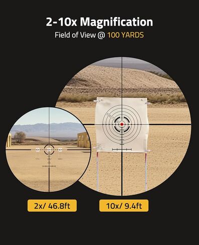 CVLIFE 2-10x32 MPVO AO نطاق البندقية مع برج القفل، 5 مستويات شبكاني الإضاءة الأحمر والأخضر، تعديل المنظر، نطاقات المستوى البؤري الثاني مع نطاق إزاحة 30 مم in Kuwait