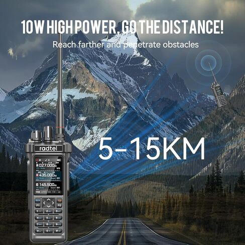 Radtel RT-950 PRO Ham Radio 27Mhz TX GPS/APRS, 10W Walkie Talkie Long Range Handheld Two Way Radio, AM/FM/CB/SW/MW/LW RX, Bluetooth APP Programming, NOAA (with Programming Cable，Microphone) in Saudi Arabia