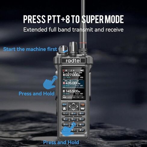 Radtel RT-950 PRO Ham Radio 27Mhz TX GPS/APRS, 10W Walkie Talkie Long Range Handheld Two Way Radio, AM/FM/CB/SW/MW/LW RX, Bluetooth APP Programming, NOAA (with Programming Cable，Microphone) in Saudi Arabia