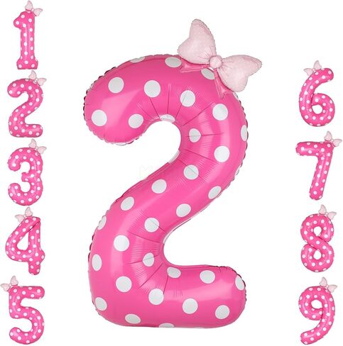 40 Inch Pink Number 2 Foil Balloon Big Mylar Bow Balloons Giant Birthday Decoration for Girls' Princess Parties in Saudi Arabia