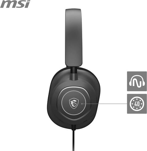 MSI Maestro 300 Gaming Headset - 40mm Neodymium Drivers, Unidirectional (Cardioid) Mic, High-Density Foam Earpads, Lightweight & Swivel Design, USB-C, USB-C to A Adapter - Wired in Saudi Arabia