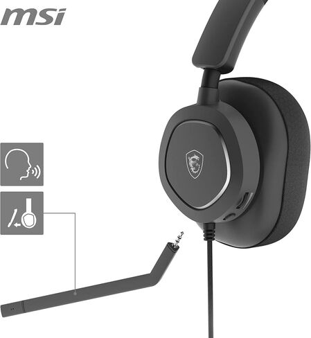 MSI Maestro 300 Gaming Headset - 40mm Neodymium Drivers, Unidirectional (Cardioid) Mic, High-Density Foam Earpads, Lightweight & Swivel Design, USB-C, USB-C to A Adapter - Wired in Saudi Arabia