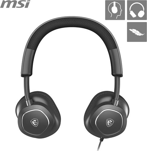 MSI Maestro 300 Gaming Headset - 40mm Neodymium Drivers, Unidirectional (Cardioid) Mic, High-Density Foam Earpads, Lightweight & Swivel Design, USB-C, USB-C to A Adapter - Wired in Saudi Arabia