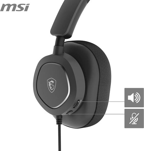 MSI Maestro 300 Gaming Headset - 40mm Neodymium Drivers, Unidirectional (Cardioid) Mic, High-Density Foam Earpads, Lightweight & Swivel Design, USB-C, USB-C to A Adapter - Wired in Saudi Arabia
