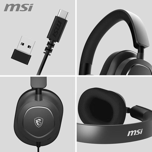 MSI Maestro 300 Gaming Headset - 40mm Neodymium Drivers, Unidirectional (Cardioid) Mic, High-Density Foam Earpads, Lightweight & Swivel Design, USB-C, USB-C to A Adapter - Wired in Saudi Arabia