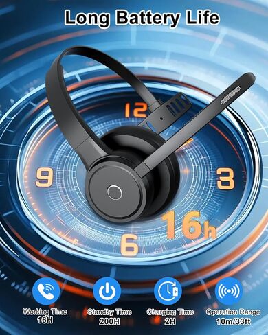 Blue Air Wireless Headset with Mic for Work, V5.3 Bluetooth Headset with Noise Cancelling Microphone - Charging Base, USB Dongle, Mute Mic, Stable Connection for Computer PC Office Home Call Center in Saudi Arabia