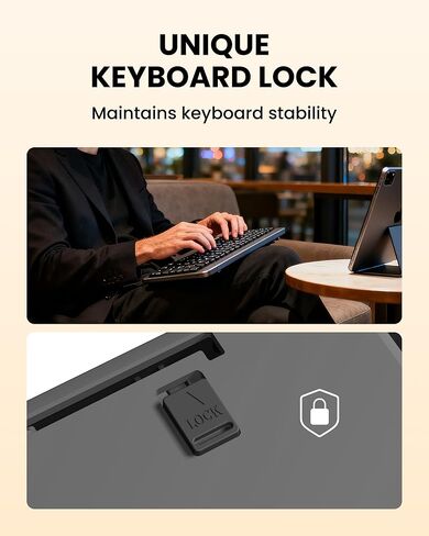 مجموعة لوحة مفاتيح وماوس قابلة للطي، USB A+Type C+Bluetooth1&2 (4 في 1) اتصال لاسلكي، تصميم محمول كامل الحجم قابل للطي وقابل لإعادة الشحن مع قفل لوحة المفاتيح للمنزل/المكتب/سفر العمل - أسود in Kuwait