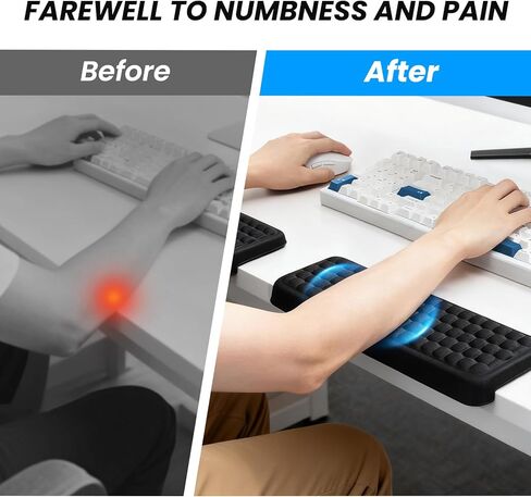 مسند للذراع للمكتب، قطعتان من وسادات المعصم للوحة المفاتيح من الإسفنج الذكي على شكل حرف L مع قاعدة مضادة للانزلاق، وسادة مريحة لحافة المكتب ومسند للمعصم للوحة مفاتيح الكمبيوتر والاستخدام المكتبي والمنزلي in Kuwait
