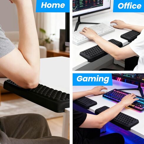 مسند للذراع للمكتب، قطعتان من وسادات المعصم للوحة المفاتيح من الإسفنج الذكي على شكل حرف L مع قاعدة مضادة للانزلاق، وسادة مريحة لحافة المكتب ومسند للمعصم للوحة مفاتيح الكمبيوتر والاستخدام المكتبي والمنزلي in Kuwait
