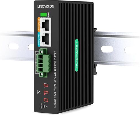 LINOVISION Industrial Gigabit 90W POE++ Splitter مع مخرجين DC، 3 ~ 36V قابل للتعديل وإخراج DC 24V، تركيب السكك الحديدية Din، مزود الطاقة لكاميرات PTZ، أنظمة التحكم في الوصول، نظام التحكم المركزي in Kuwait