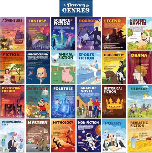 Outus Literary Genres Posters Bulletin Board Set for Classroom Literature Poster Wall Art Print Teacher Educational Art Print for High Middle School Classroom Decoration(14 Pcs, Classic) in Saudi Arabia