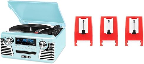 Victrola 50's Retro Bluetooth 3-Speed Turntable, CD Player, AM/FM Radio Bundle with 3 Pack Replacement Needles in Saudi Arabia